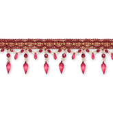 Bellagio—Tassel Fringe—Ribbon 1"Inches— Gold / Burgundy—Length 1.25 Inches—Width: 4.5 inche—Sold by the Yard